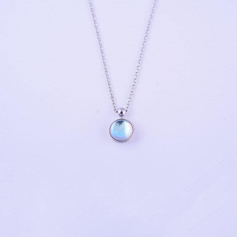 925 Sterling Silver Round Multicolored Stone Necklace