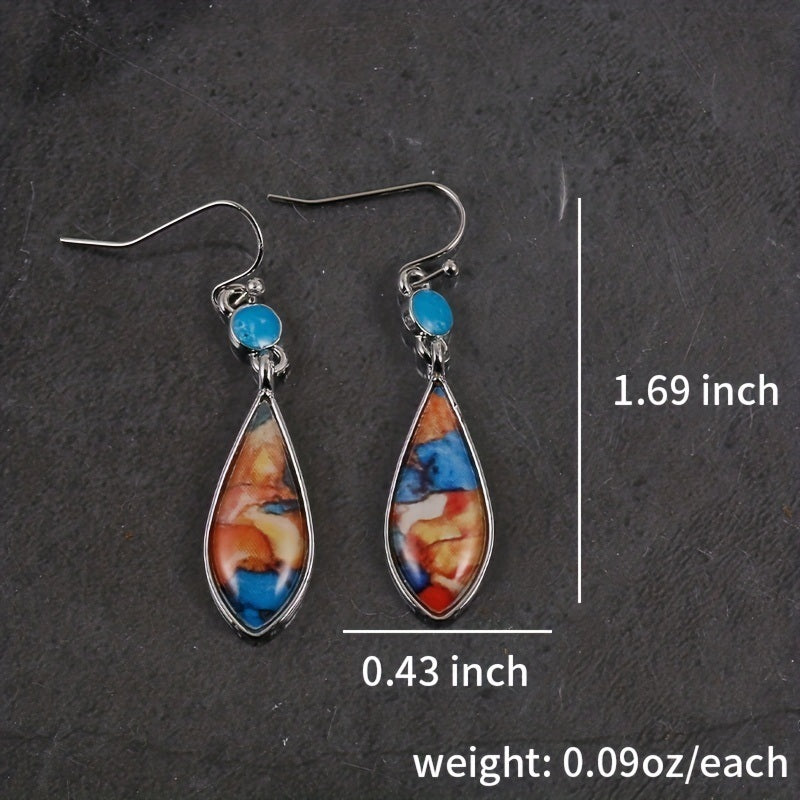 Silver Plated Natural Turquoise Natural Gemstones Earrings