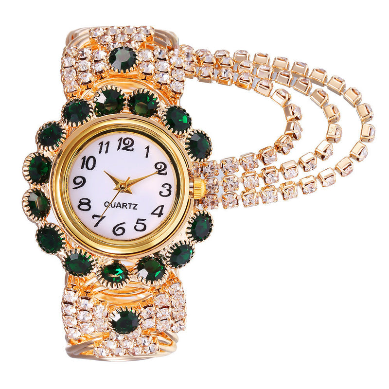 Ladies Diamond Temperament Quartz Watch Fashion Alloy Bracelet Watch