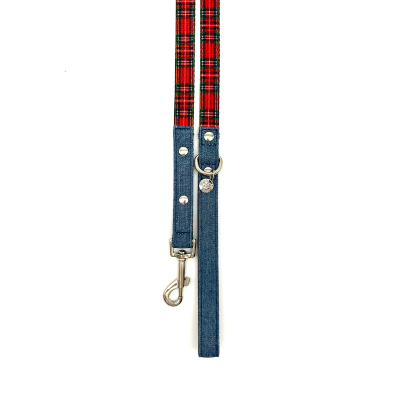 Swag Leash - Denim & Beige Plaid